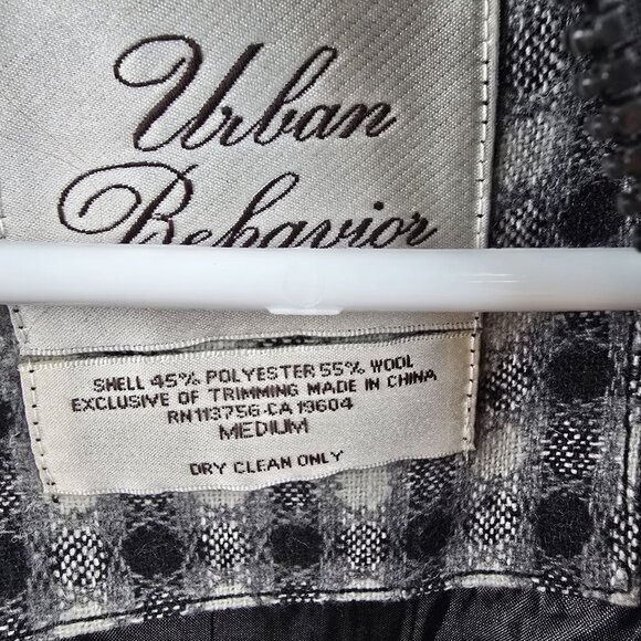 Urban Behavior Womens Black & White Plaid Sleeveless Button-Front Vest Medium - Picture 7 of 9